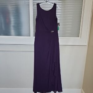 Size 14 purple/eggplant party or Spec Occs dress in draped ruffle chiffon Aline